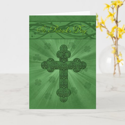 Cartes Saint Patrick avec Croix et Shamrock (Fleur jaune)