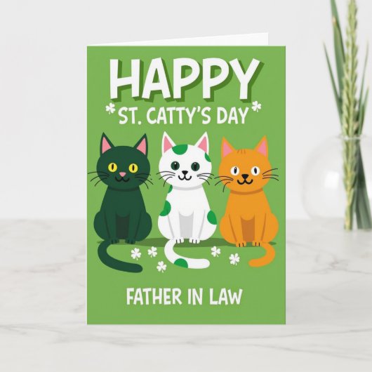 Cartes Saint-Patrick Chat pour Beau-Père (Devant)