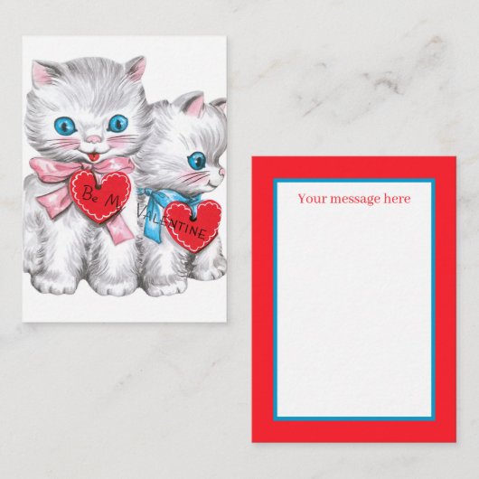 cartes Saint-Valentin rétro vintage chats ajouter  (Devant / Derrière)