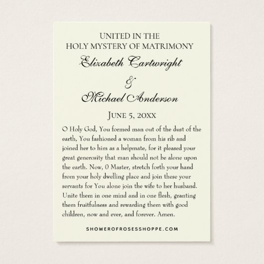 Cartes saintes Mariages byzantines orthodoxes (Dos)