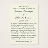 Cartes saintes Mariages byzantines orthodoxes (Dos)