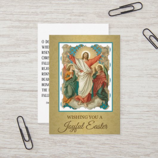 Cartes saintes w/prayer St John de résurrection de (Devant/Arrière en situation)