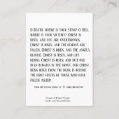 Cartes saintes w/prayer St John de résurrection de (Dos)