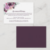 Cartes Sangria Violet Mauve Floral | (Devant / Derrière)