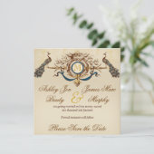 Cartes 'Save the Date' au Paon Élégant (Debout devant)