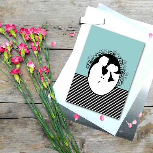 Cartes Save the Date avec silhouettes du marié et 
