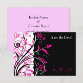 Cartes 'Save the Date' de mariage florales rose et (Devant / Derrière)