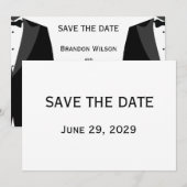 Cartes 'Save The Date' Élégantes Blanches pour Mar (Devant / Derrière)