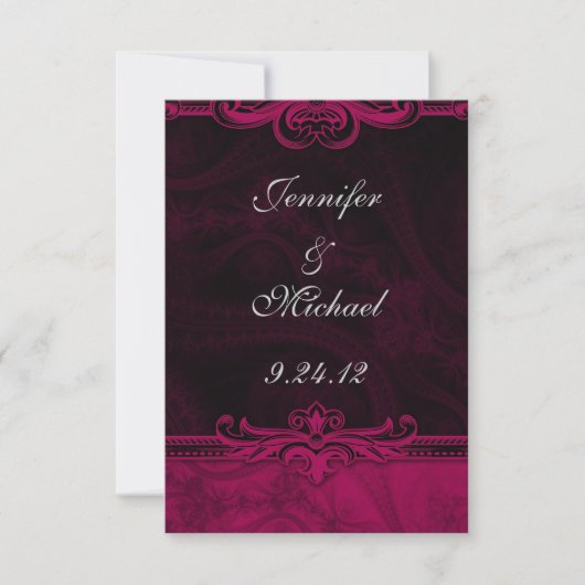 Cartes 'Save the Date' mariage à dentelle rose et (Devant)