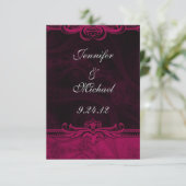 Cartes 'Save the Date' mariage à dentelle rose et (Debout devant)