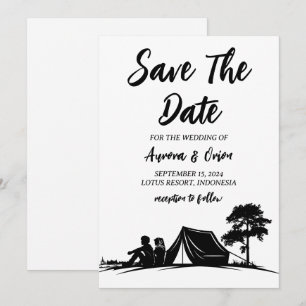Cartes "save the date" pour mariage en camping