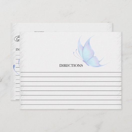 Cartes simples Bleu Papillon Recette (Devant / Derrière)
