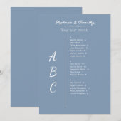 Cartes simples de Mariage Alphabétique (Devant / Derrière)