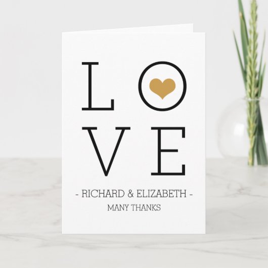 Cartes simples de Merci d'amour d'or (Devant)