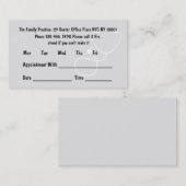 Cartes simples de rendez-vous de médecin de (Devant / Derrière)