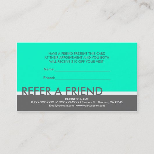 Cartes simples gris cyan pour recommander un ami (Devant)