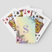 Cartes Soirée de jeu du monogramme floral (dos)