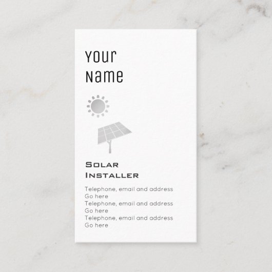 Cartes solaires "essentielles" des prix (Devant)