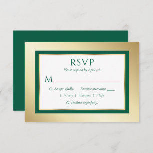 Cartes spéciales Emerald Green et Gold Wedding RSV