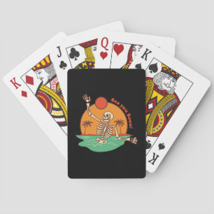 Cartes Squelette flottant au loin À bientôt sur un jeu de