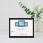 Cartes Tri-Monogram Blue Modern Reply / RSVP (Debout devant)