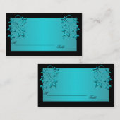 Cartes turquoise et noir floral (Devant / Derrière)
