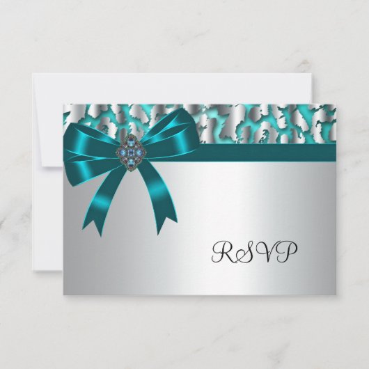 Cartes turquoise Leopard RSVP (Devant)