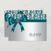 Cartes turquoise Leopard RSVP (Devant / Derrière)
