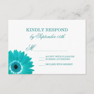 Cartes turquoise Turquoise Aqua Daisy Wedding RSVP
