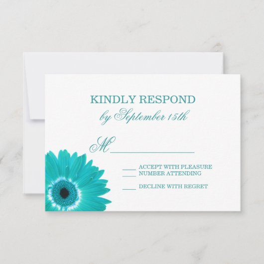 Cartes turquoise Turquoise Aqua Daisy Wedding RSVP (Devant)