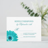Cartes turquoise Turquoise Aqua Daisy Wedding RSVP (Debout devant)