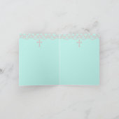 Cartes turquoises de Merci de baptême de perle (Intérieur)