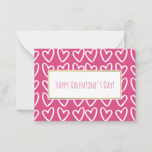 Cartes Valentine Pink & White Hearts 100 pack
