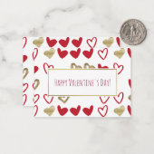 Cartes Valentine Red & Gold Hearts 100 pack (Devant/Arrière en situation)