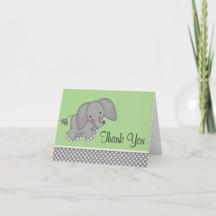 Cartes vertes mignonnes de Merci d'éléphant