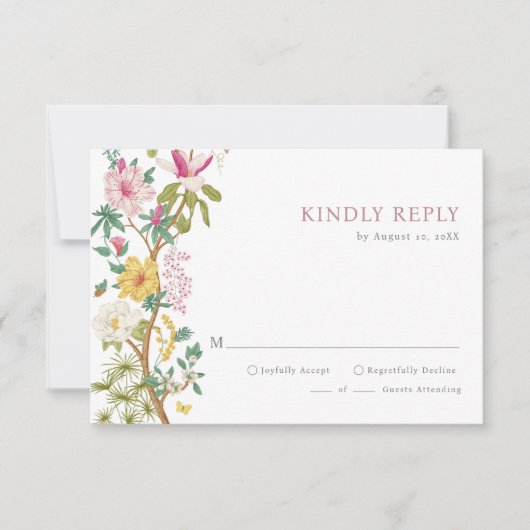 Cartes vintage Floral RSVP (Devant)