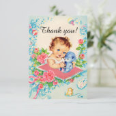 Cartes vintage "Merci" pour bébé fille (Debout devant)