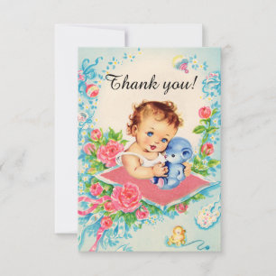 Cartes vintage "Merci" pour bébé fille