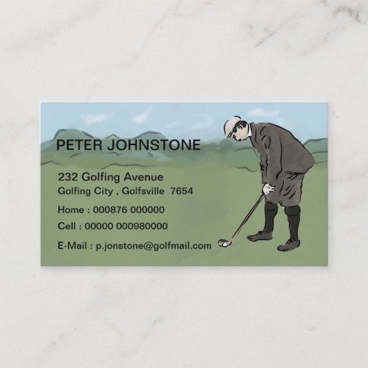 Cartes vintages de contact de joueur de golf (Devant)