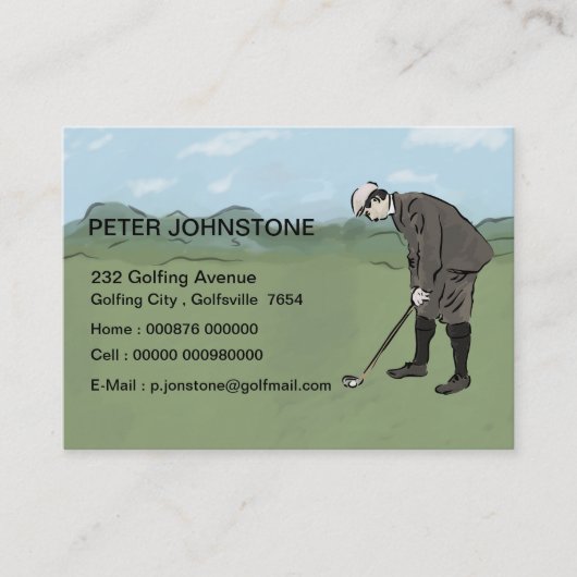 Cartes vintages de contact de joueur de golf (Devant)