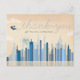 Cartes vintages de Merci de baby shower d'aviation