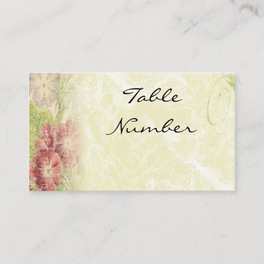 Cartes vintages de numéros de tableau Floral (Devant)