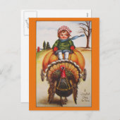 Cartes vintages de thanksgiving d'illustration de (Devant / Derrière)