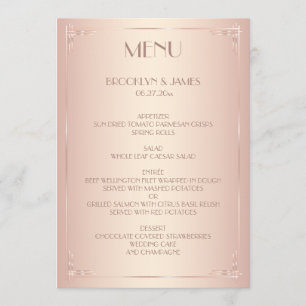 Cartes Vintages du menu Mariage