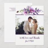 Cartes violettes de Merci de photo de fleurs (Devant / Derrière)