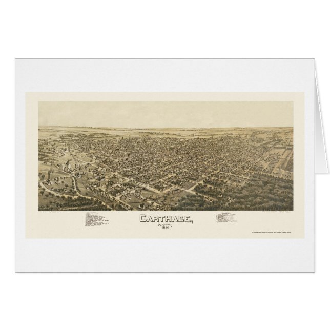 Carthage, MO Panorama Map - 1891 (Voorkant Horizontaal)