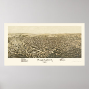 Carthage, MO Panorama Map - 1891 Poster
