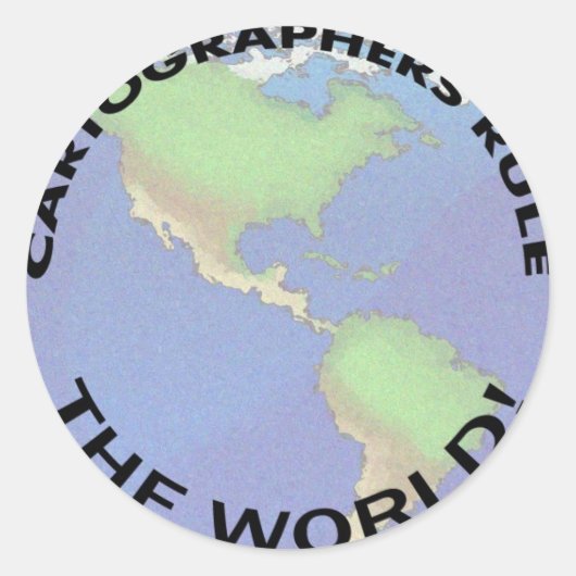 Cartografen regelen de wereld! ronde sticker (Voorkant)