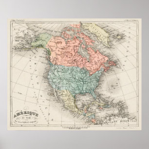  cartografische kaart van Noord-Amerika (1878) Poster