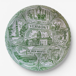 Carton Assemblages de l'État du Vermont sur assiettes en